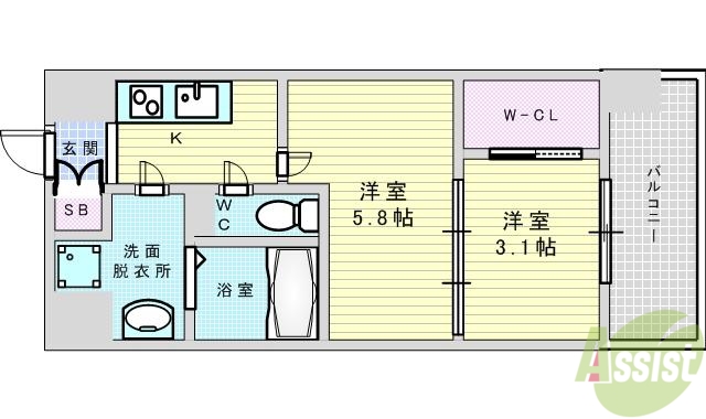 吹田市江坂町のマンションの間取り