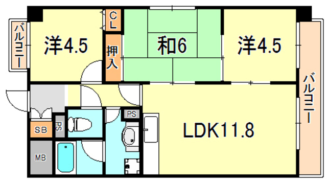 西明石マンションの間取り写真
