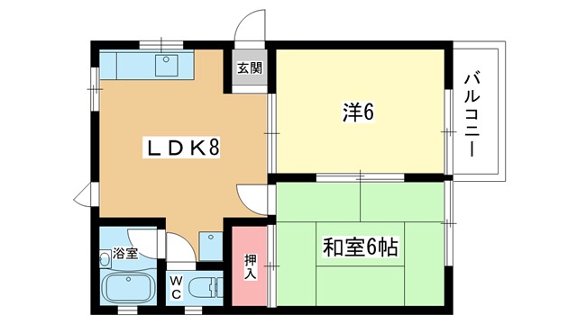 阪急宝塚線 岡町駅 徒歩10分 2階建 築38年の間取り写真