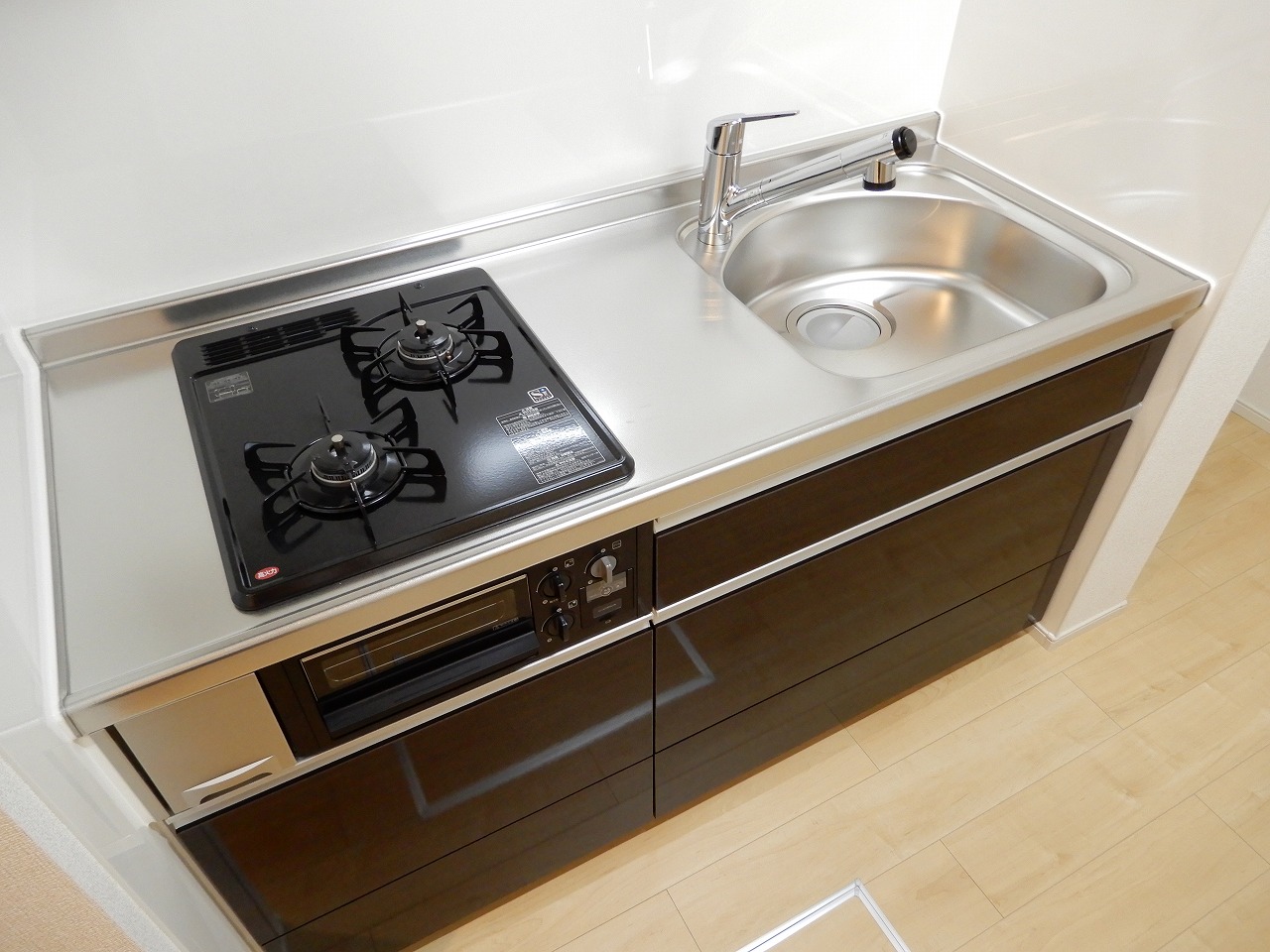 キッチン　システムキッチン2口ガスコンロ