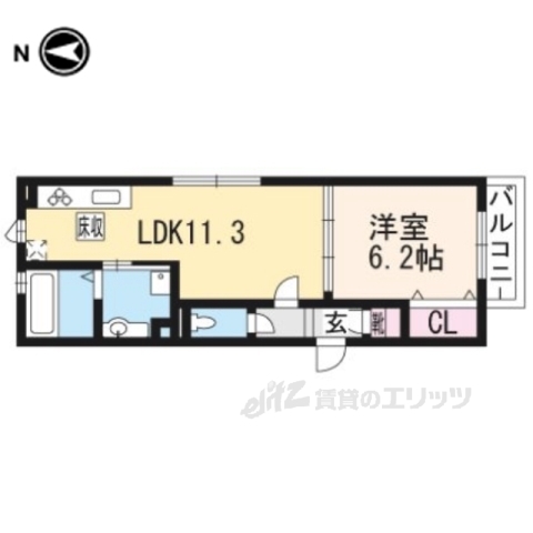 京都市右京区嵯峨蜻蛉尻町のアパートの間取り