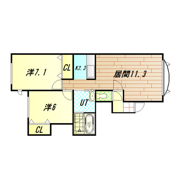 旭川市九条通のアパートの間取り