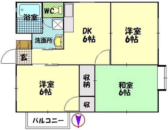 廿日市市桜尾のアパートの間取り