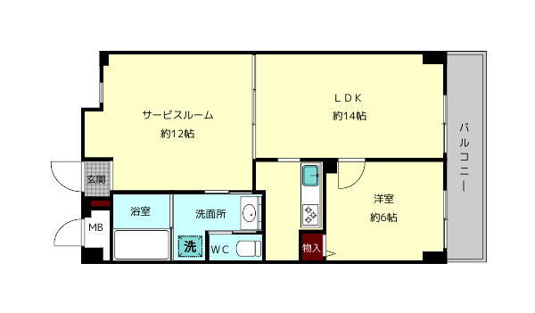 奈良市西大寺北町のマンションの間取り