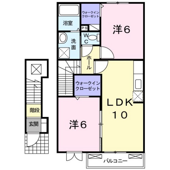 岡山市北区牟佐のアパートの間取り