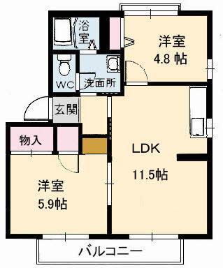 ディアス宇部坂Ｂ棟の間取り