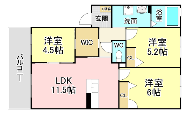 クラヴィエ三萩野Ａの間取り