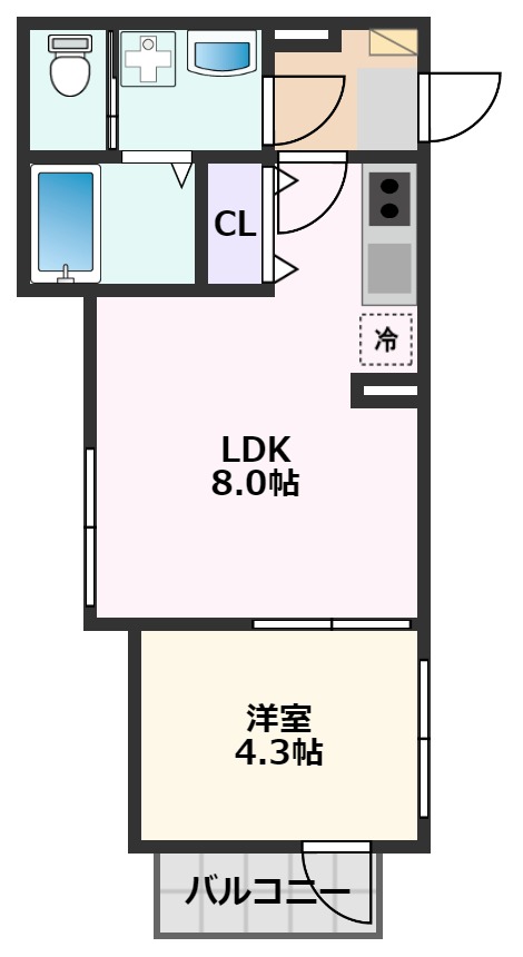 【吹田市山手町のアパートの間取り】