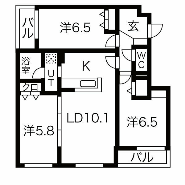 札幌市東区北二十四条東のマンションの間取り