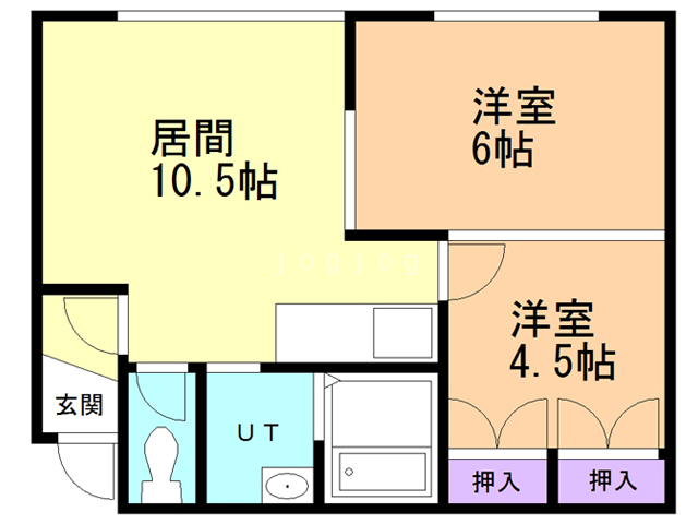 札幌市西区発寒十二条のアパートの間取り