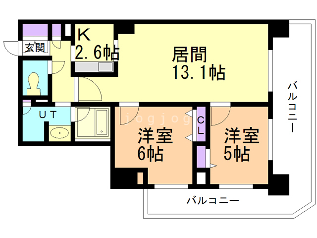 札幌市中央区南九条西のマンションの間取り