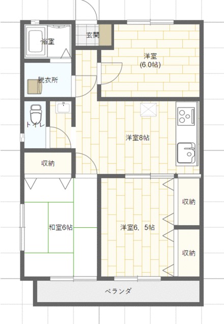 熊本市中央区萩原町のマンションの間取り