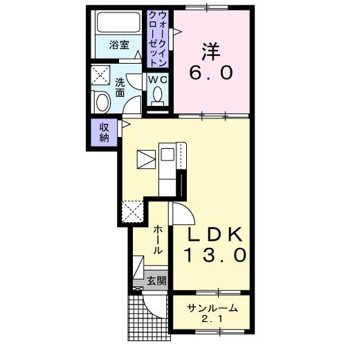 田川市大字奈良のアパートの間取り