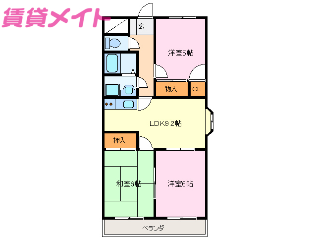 伊勢市村松町のマンションの間取り