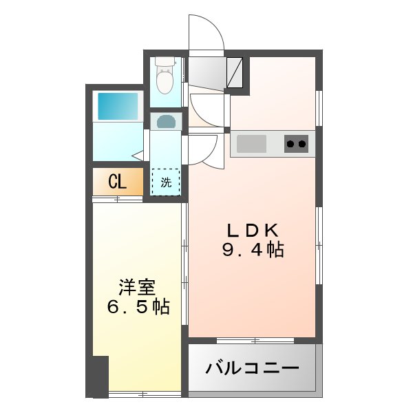 熊本市中央区九品寺のマンションの間取り