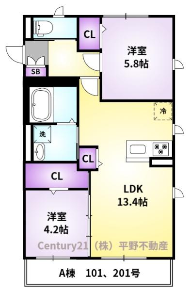 アルビレッジ　A棟の間取り