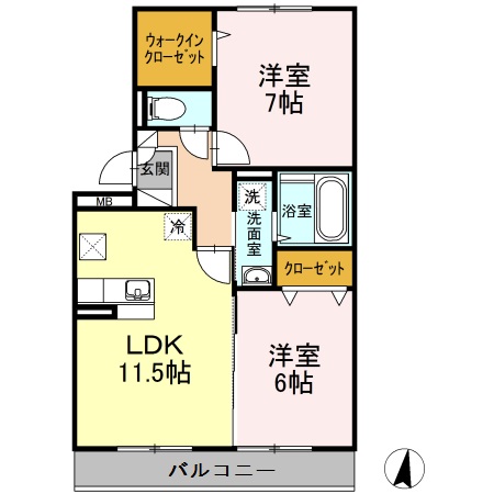 コアロード今宿　A棟の間取り