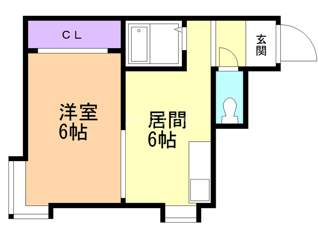 札幌市西区発寒四条のアパートの間取り