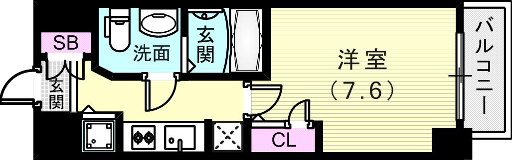 S-RESIDENCE神戸磯上通の間取り