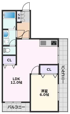 【摂津市庄屋のマンションの間取り】