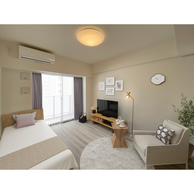 居室・リビング　家具・調度品等はＣＧ　加工です。実際の賃貸住居　には含まれま