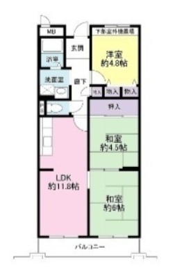地下鉄谷町線 出戸駅 徒歩7分 3階建 築33年の間取り写真