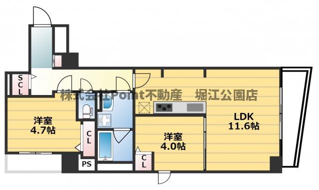 地下鉄谷町線 谷町六丁目駅 徒歩5分 8階建 築9年の間取り写真