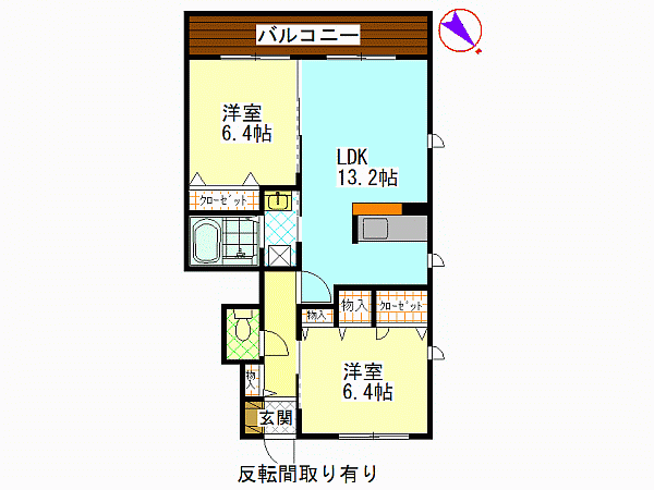 広島市安佐南区山本のアパートの間取り