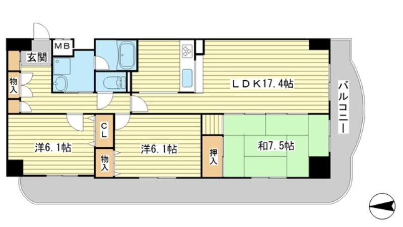 姫路市手柄のマンションの間取り