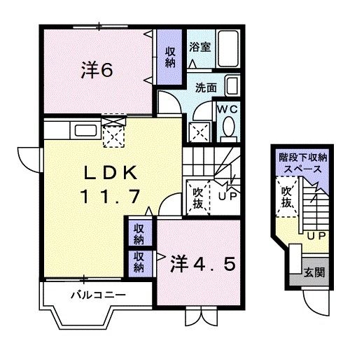 岩沼市北長谷のアパートの間取り