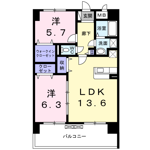 高松市木太町のマンションの間取り