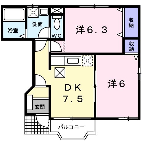 本宮市荒井のアパートの間取り