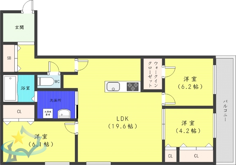 【札幌市中央区伏見のマンションの間取り】