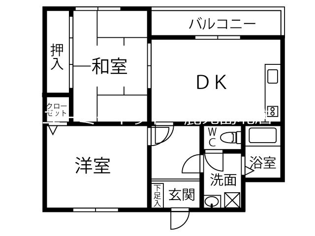 【鹿児島市石谷町のアパートの間取り】