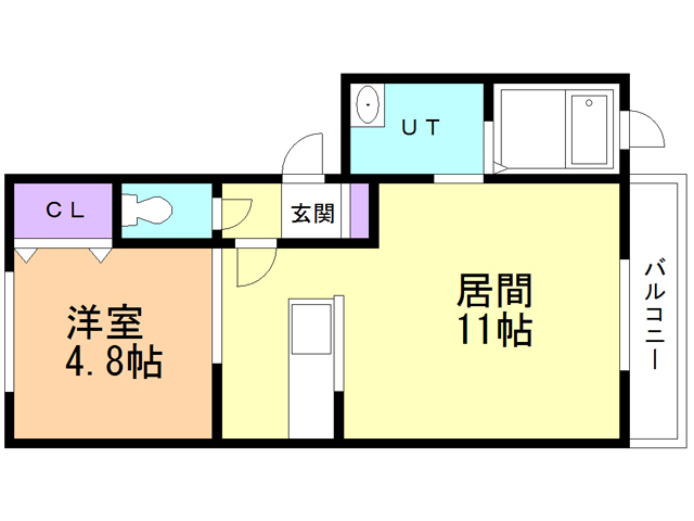 函館市宝来町のアパートの間取り