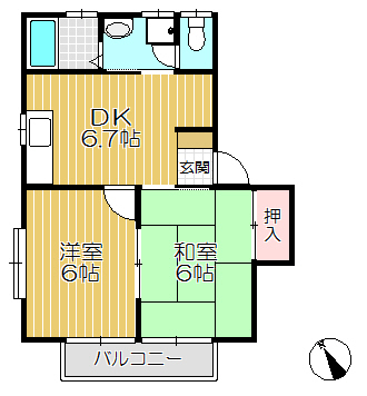 藤コーポ（水工研前）Bの間取り