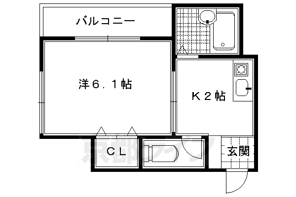 京都市北区鷹峯光悦町のアパートの間取り