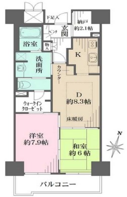 神戸市東灘区向洋町中のマンションの間取り