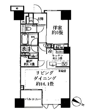 目黒区下目黒のマンションの間取り