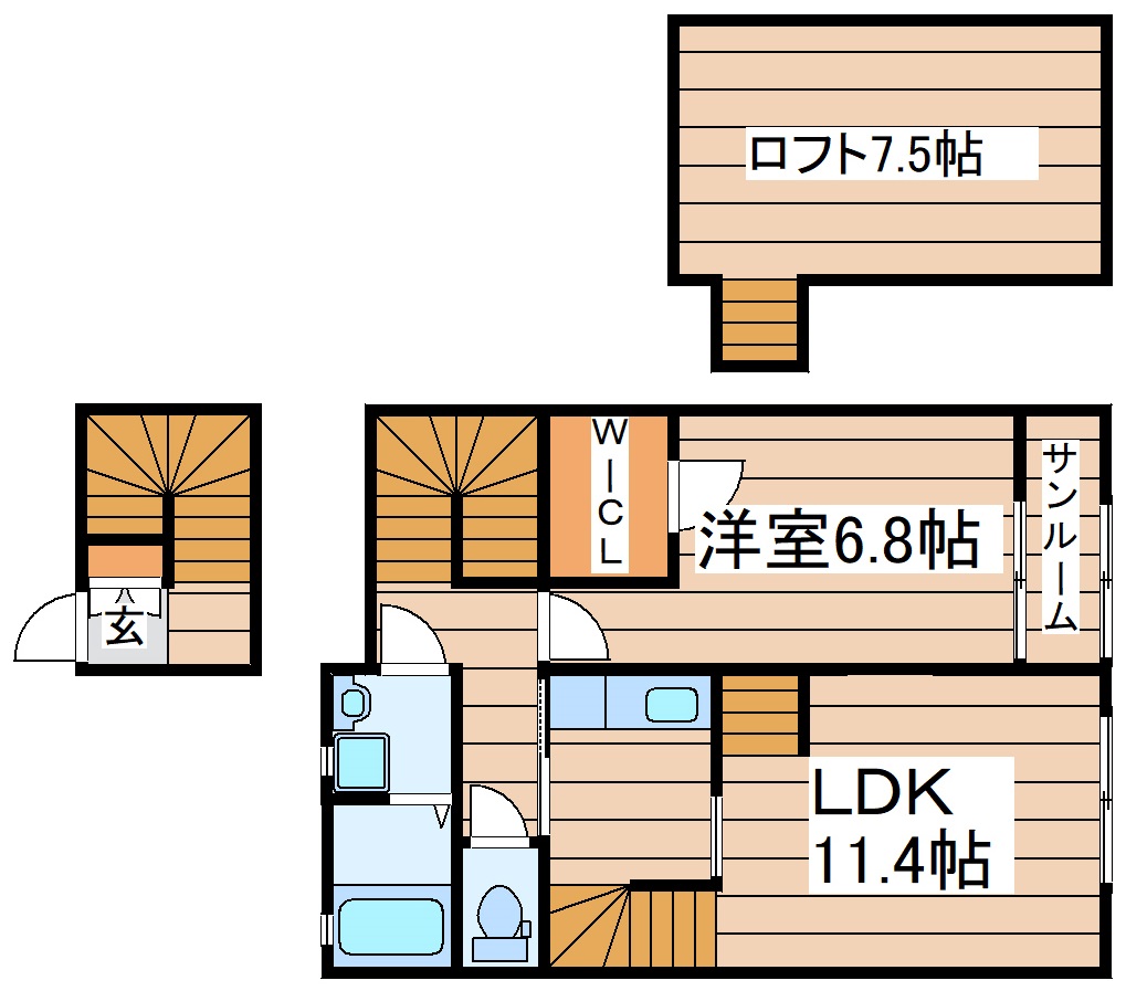 仮）利府町森郷新築アパートの間取り