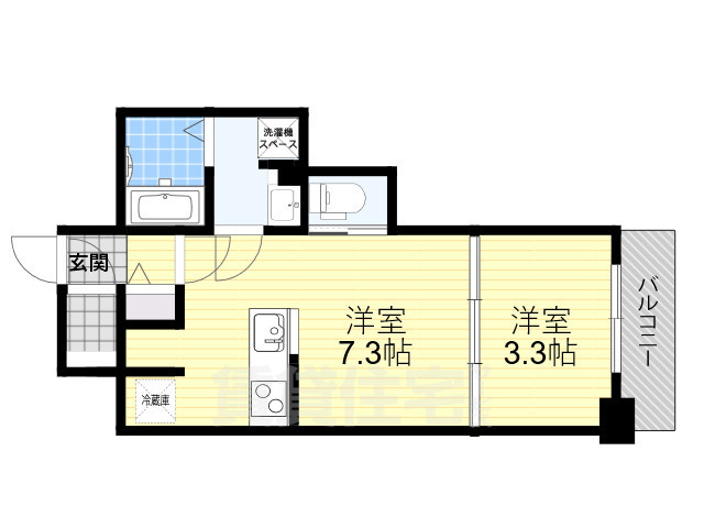 大阪市中央区高麗橋のマンションの間取り