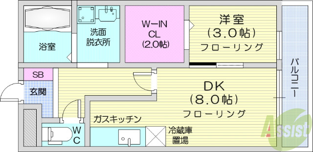 仙台市宮城野区平成のアパートの間取り