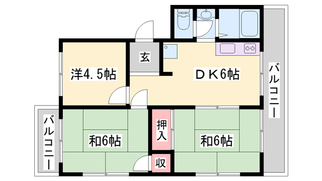 小野市王子町のマンションの間取り