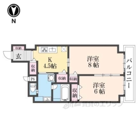 京都市上京区花車町のマンションの間取り