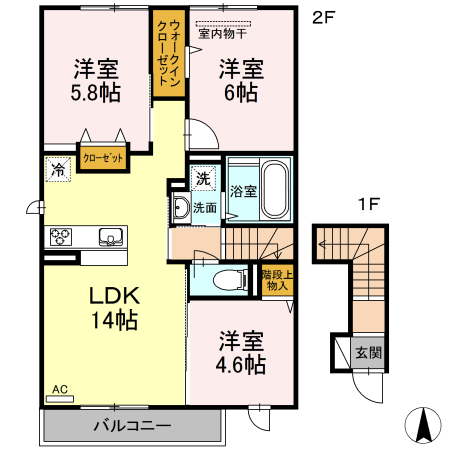 糸島市伊都の杜のアパートの間取り