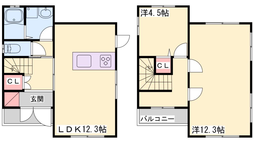 東神吉出河原貸家の間取り