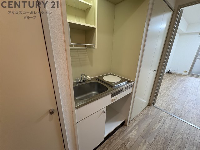 キッチン　1口IHコンロで火を使わず、料理初心者の方にもおすすめです！