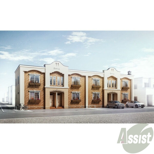 建物外観　外観予想パース　札幌市白石「仮）パストラーレ菊水元町６－４」