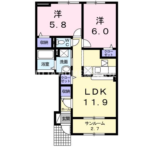 京都丹後鉄道宮豊線 京丹後大宮駅 徒歩37分 2階建 築16年の間取り写真