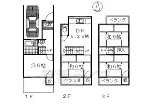 深草泓ノ壺町貸家の間取り写真